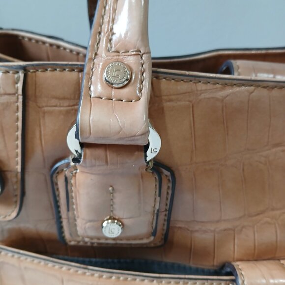 Liz Claiborne 90's Vintage Faux Tan Croc Leather Handbag - Picture 6 of 15